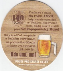 Pivní tácek Velké Popovice č.1928 - rub
