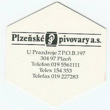 Pivní tácek Plzeň č.973 - rub