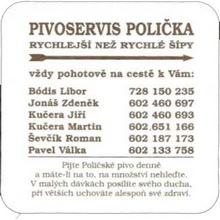 Pivní tácek Polička č.1144 - rub