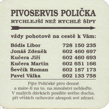 Pivní tácek Polička č.1771 - rub