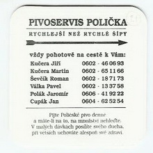 Pivní tácek Polička č.441 - rub